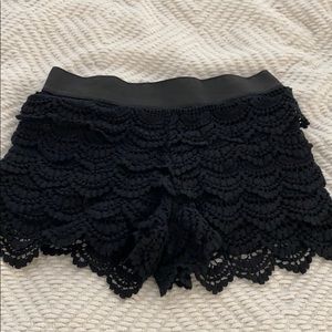 Black lace scalloped shorts